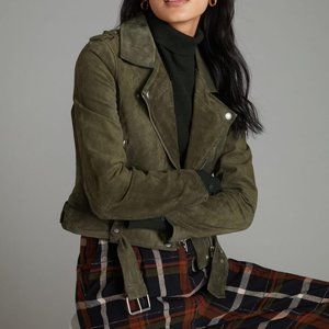 Blank NYC green suede moto jacket NWT